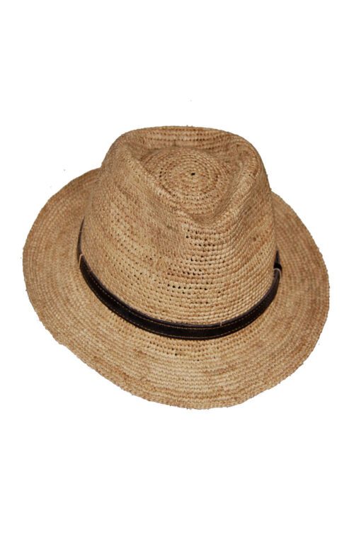 Chapeau de paille à pompon Liberty B fluo thé en raphia naturel