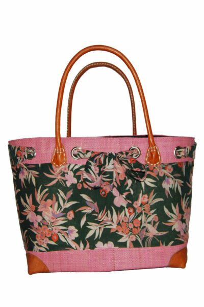 CABAS RAPHIA et TISSU CRT-008 RE<B>  Grand modèle </B>