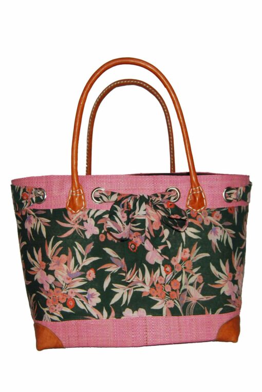 CABAS RAPHIA et TISSU CRT-008 RE<B>  Grand modèle </B>