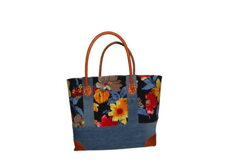 CABAS JEANS et TISSU CRT-012 JF <B>  Grand modèle </B><strong><span style="color: #ff0000;">VENDU</span></strong>
