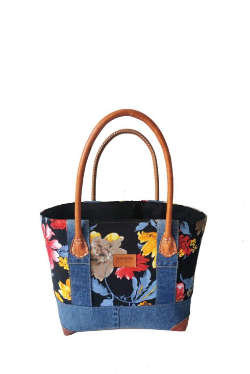 CABAS JEANS et TISSU CRT-012 JF <B>  Moyen modèle </B><strong><span style="color: #ff0000;">VENDU</span></strong>