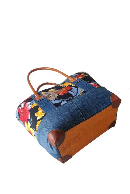 CABAS JEANS et TISSU CRT-012 JF <B>  Moyen modèle </B><strong><span style="color: #ff0000;">VENDU</span></strong> – Image 3