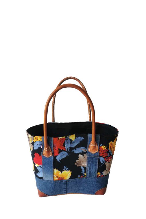 CABAS JEANS et TISSU CRT-012 JF <B>  Moyen modèle </B><strong><span style="color: #ff0000;">VENDU</span></strong> – Image 4