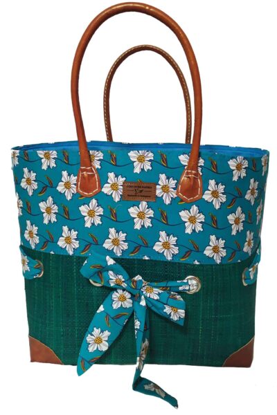 CABAS RAPHIA et TISSU TURKY CRT-001 BT <B>   Grand modèle </B><strong><span style="color: #ff0000;">RUPTURE DE STOCK </span></strong>