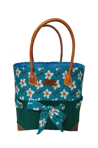 CABAS RAPHIA et TISSU TURKY CRT-001 BT <B>  Moyen modèle </B><strong><span style="color: #ff0000;">RUPTURE DE STOCK </span></strong>