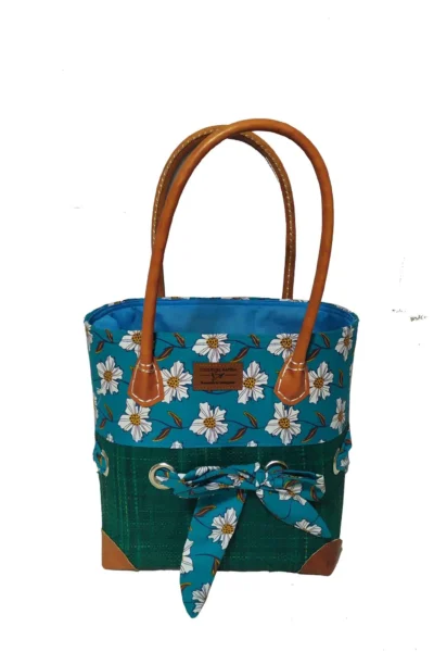 CABAS RAPHIA et TISSU TURKY CRT-001 BT <B>  Petit modèle </B><strong><span style="color: #ff0000;">RUPTURE DE STOCK </span></strong>