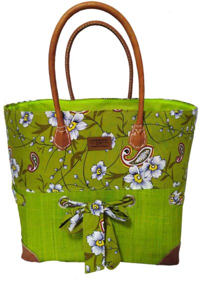 CABAS RAPHIA et TISSU ANNYA CRT-004  AN <B>  Grand modèle </B></B><strong><span style="color: #ff0000;">RUPTURE DE STOCK </span></strong>