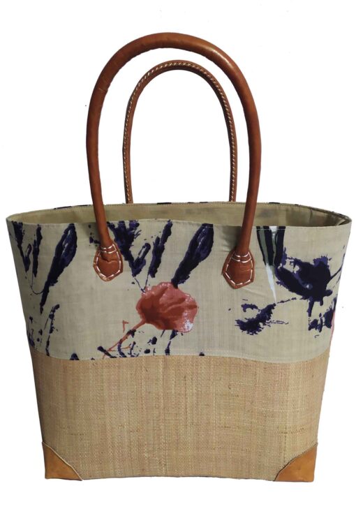 CABAS RAPHIA et TISSU ANITA CRT-016 NR<B> Grand modèle </B><strong><span style="color: #ff0000;">RUPTURE DE STOCK </span></strong> – Image 3