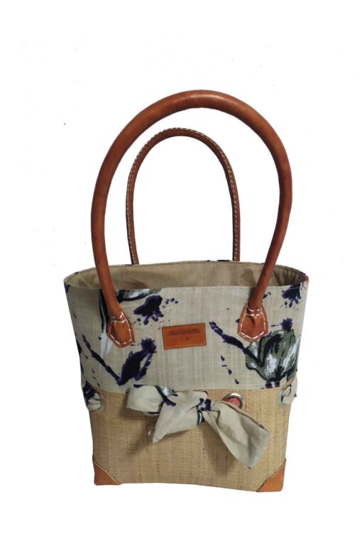 CABAS RAPHIA et TISSU ANITA CRT-015NR <B>  Petit modèle </B><span style="color: #ff0000;">RUPTURE DE STOCK </span></strong>