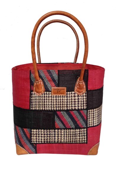 CABAS RAPHIA PATCHWORK 003RG-BR  <B> Moyen Modèle </B><strong><span style="color: #ff0000;">RUPTURE DE STOCK </span></strong>