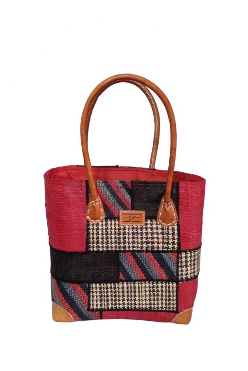 CABAS RAPHIA PATCHWORK 003RG-BR <B> Petit Modèle  </B><strong><span style="color: #ff0000;">RUPTURE DE STOCK </span></strong>