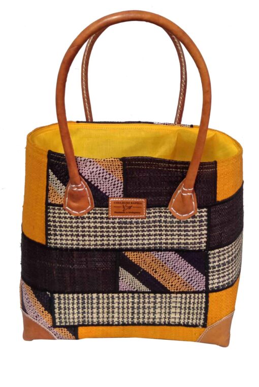 CABAS RAPHIA PATCHWORK 002JN-BR  <B> Moyen Modèle </B><strong><span style="color: #ff0000;">RUPTURE DE STOCK </span></strong>