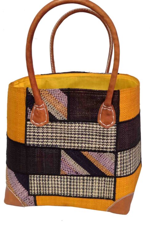 CABAS RAPHIA PATCHWORK 002JN-BR  <B> Moyen Modèle </B><strong><span style="color: #ff0000;">RUPTURE DE STOCK </span></strong> – Image 2