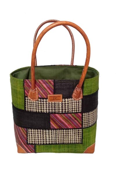 CABAS RAPHIA PATCHWORK 001AN-BR  <B> Moyen Modèle </B><strong><span style="color: #ff0000;">RUPTURE DE STOCK </span></strong>