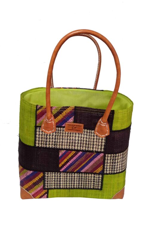 CABAS RAPHIA PATCHWORK 002VA-BR  <B> Moyen Modèle </B><strong><span style="color: #ff0000;">RUPTURE DE STOCK </span></strong>