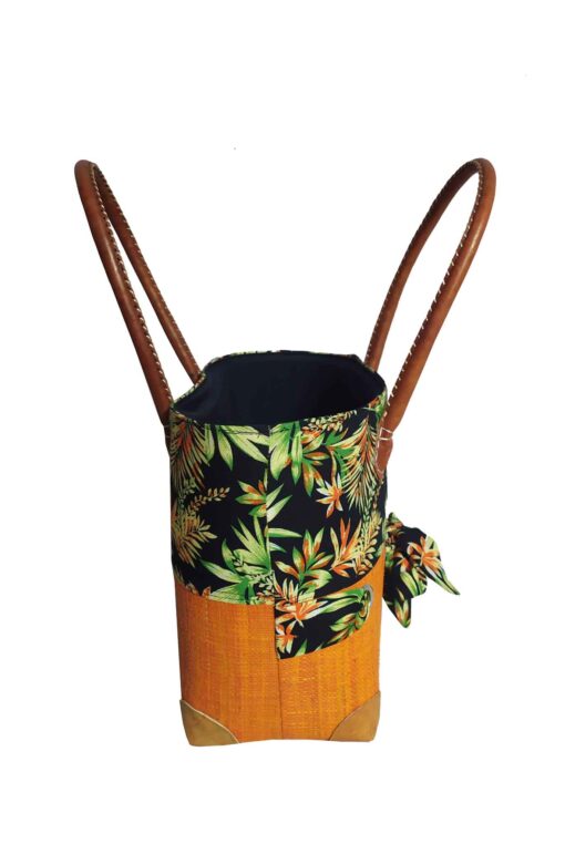 CABAS RAPHIA et TISSU ORELIA CRT-015 OR <B>  Petit modèle </B></B><strong><span style="color: #ff0000;">RUPTURE DE STOCK </span></strong> – Image 2