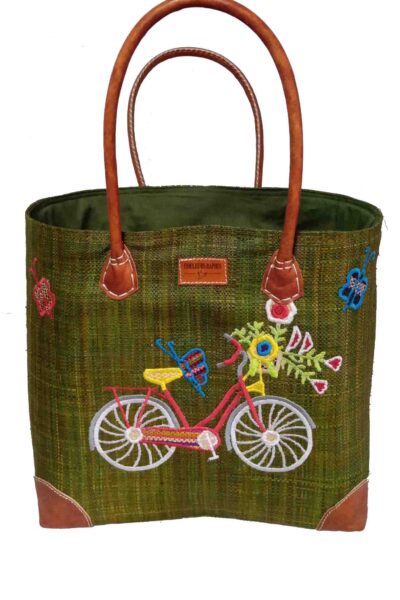 CABAS RAPHIA bicyclette 006RB-VA<B> Grand modèle   </B><strong><span style="color: #ff0000;">RUPTURE DE STOCK </span></strong>