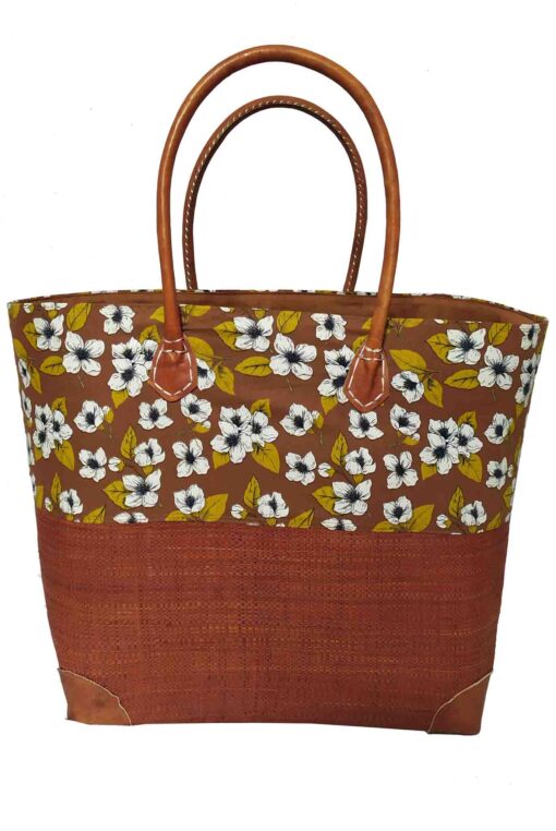 CABAS RAPHIA et TISSU CAMI CRT-006 CR <B>   Grand modèle </B> – Image 2