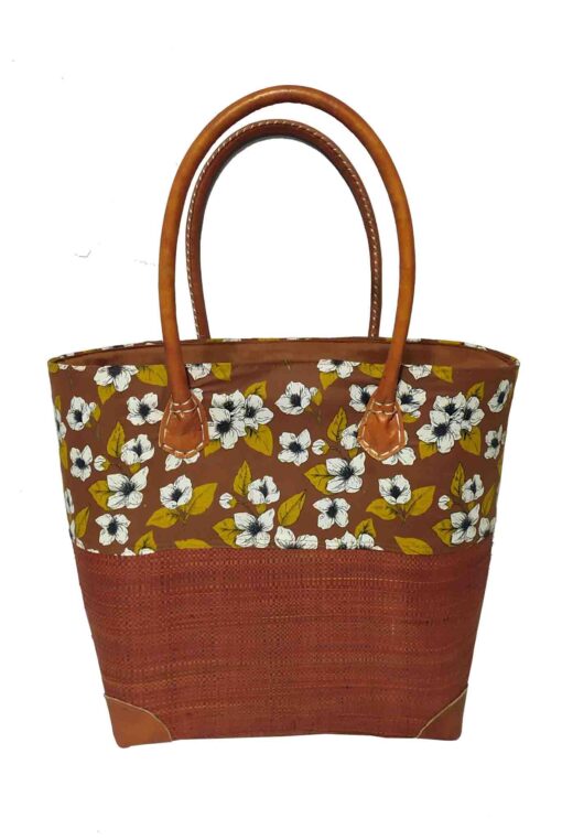 CABAS RAPHIA et TISSU CAMI CRT-006 CR <B>  Moyen modèle </B><span style="color: #ff0000;">RUPTURE DE STOCK </span></strong> – Image 2