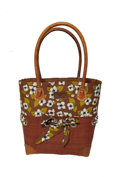 CABAS RAPHIA et TISSU CAMI CRT-006 CR <B>  Petit modèle </B></B><strong><span style="color: #ff0000;">RUPTURE DE STOCK </span></strong>