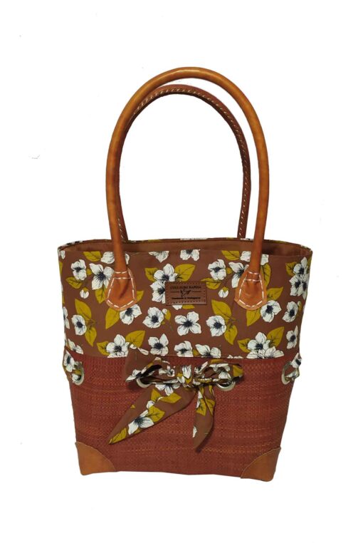 CABAS RAPHIA et TISSU CAMI CRT-006 CR <B>  Petit modèle </B></B><strong><span style="color: #ff0000;">RUPTURE DE STOCK </span></strong>