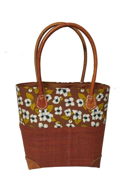 CABAS RAPHIA et TISSU CAMI CRT-006 CR <B>  Petit modèle </B></B><strong><span style="color: #ff0000;">RUPTURE DE STOCK </span></strong> – Image 2