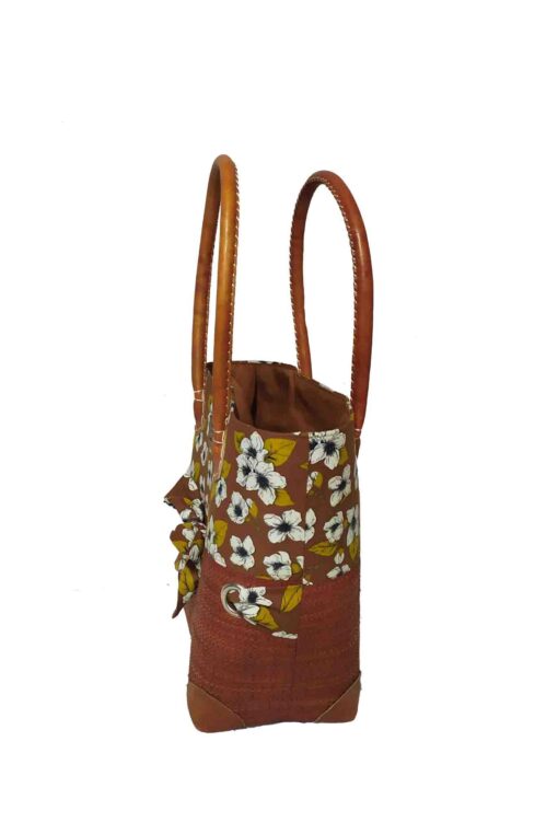 CABAS RAPHIA et TISSU CAMI CRT-006 CR <B>  Petit modèle </B></B><strong><span style="color: #ff0000;">RUPTURE DE STOCK </span></strong> – Image 3