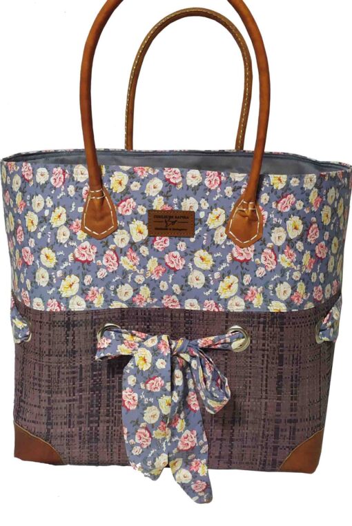 CABAS RAPHIA et TISSU GISELE CRT-007 GS <B> Grand modèle </B><strong>