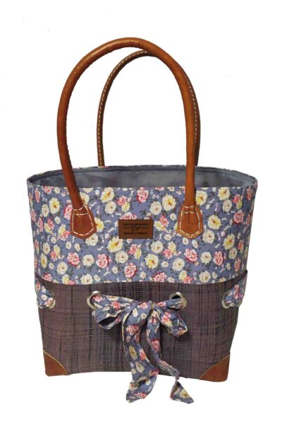 CABAS RAPHIA et TISSU GISELE CRT-007 GS <B>  Moyen modèle </B><strong><span style="color: #ff0000;">RUPTURE DE STOCK </span></strong>