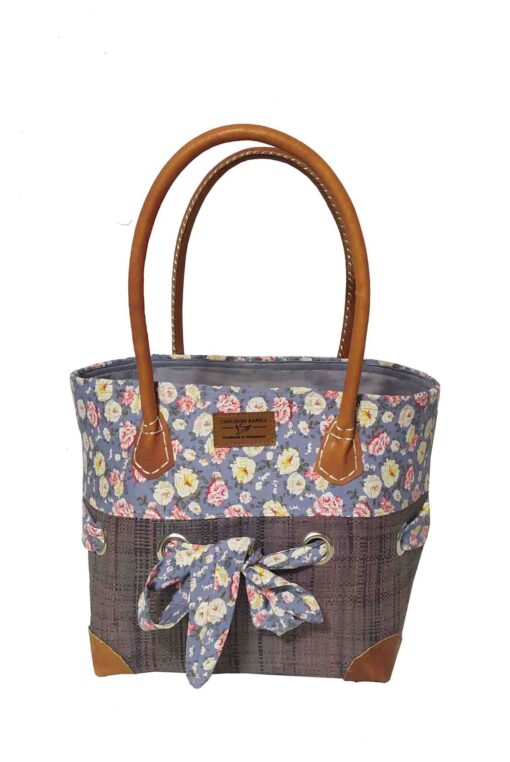 CABAS RAPHIA et TISSU GISELE CRT-007 GS <B>  Petit modèle </B>