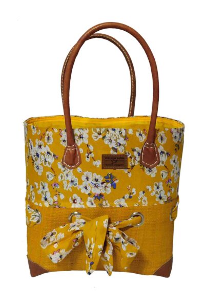 CABAS RAPHIA et TISSU JANI CRT-008 JN <B>  Moyen modèle </B><span style="color: #ff0000;">RUPTURE DE STOCK </span></strong>