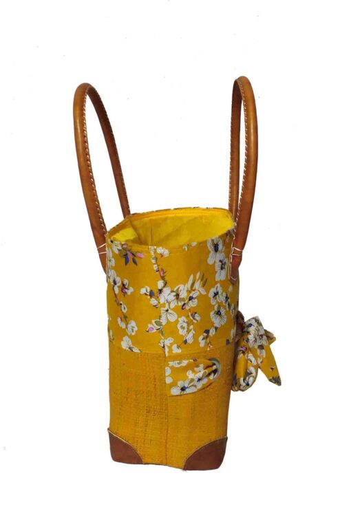 CABAS RAPHIA et TISSU JANI CRT-008 JN <B>  Petit modèle </B> – Image 2