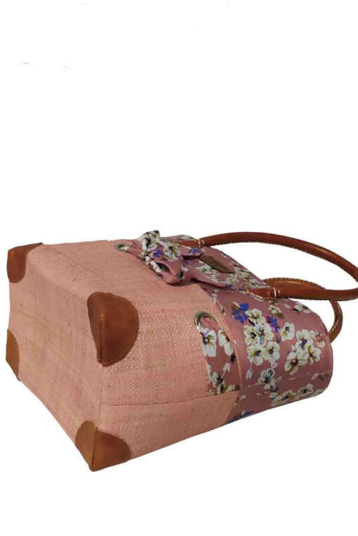 CABAS RAPHIA et TISSU ROSI CRT-009 RO <B> Grand modèle </B> – Image 4