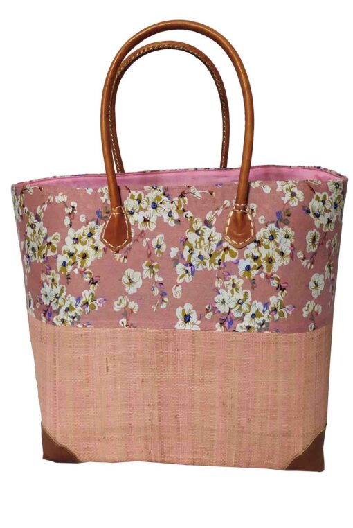 CABAS RAPHIA et TISSU ROSI CRT-009 RO <B> Grand modèle </B> – Image 3