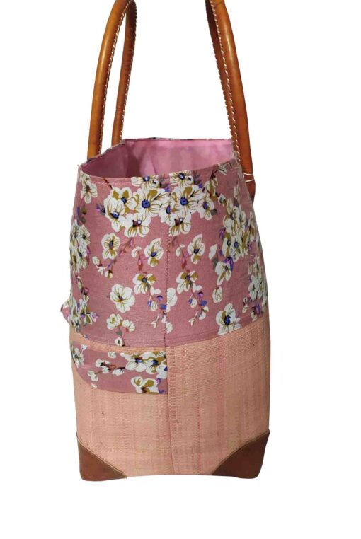 CABAS RAPHIA et TISSU ROSI CRT-009 RO <B> Grand modèle </B> – Image 2