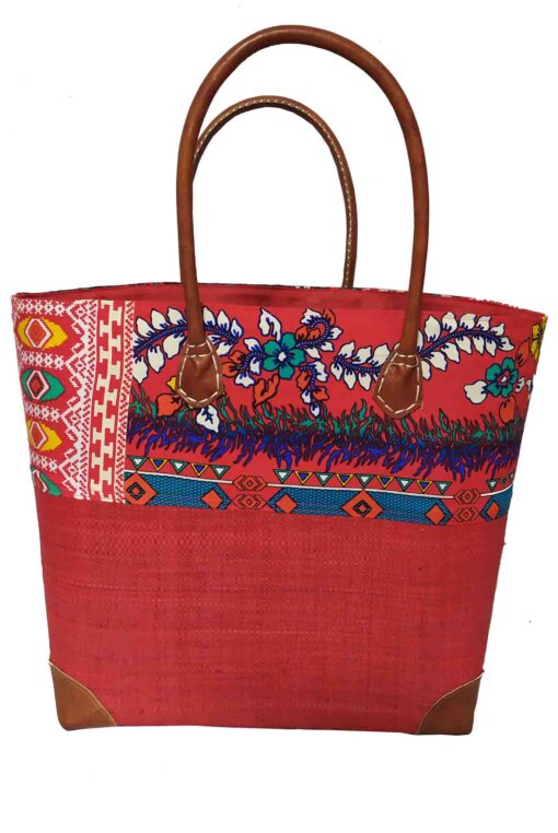 CABAS RAPHIA et TISSU RAVI CRT-016 RG <B>   Grand modèle </B> – Image 2