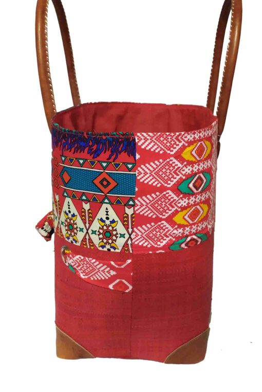 CABAS RAPHIA et TISSU RAVI CRT-016 RG <B>   Grand modèle </B> – Image 3