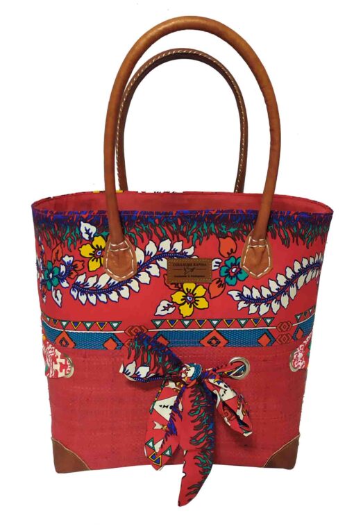 CABAS RAPHIA et TISSU RAVI CRT-016 RG<B>  Moyen modèle </B>