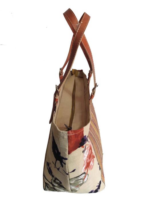 SAC RAPHIA  FLORAL SR-011 CR<B>  Moyen  modèle </B> – Image 3