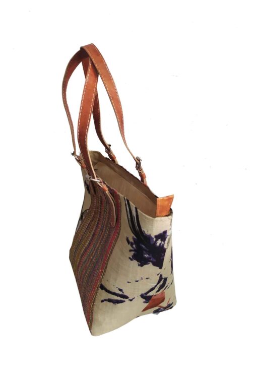 SAC RAPHIA  FLORAL SR-012 CR<B>  Petit  modèle </B> – Image 2