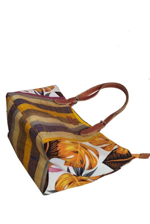 SAC RAPHIA  FLORAL SR-019 CR<B>  Grand  modèle </B><strong><span style="color: #ff0000;">RUPTURE DE STOCK </span></strong> – Image 2