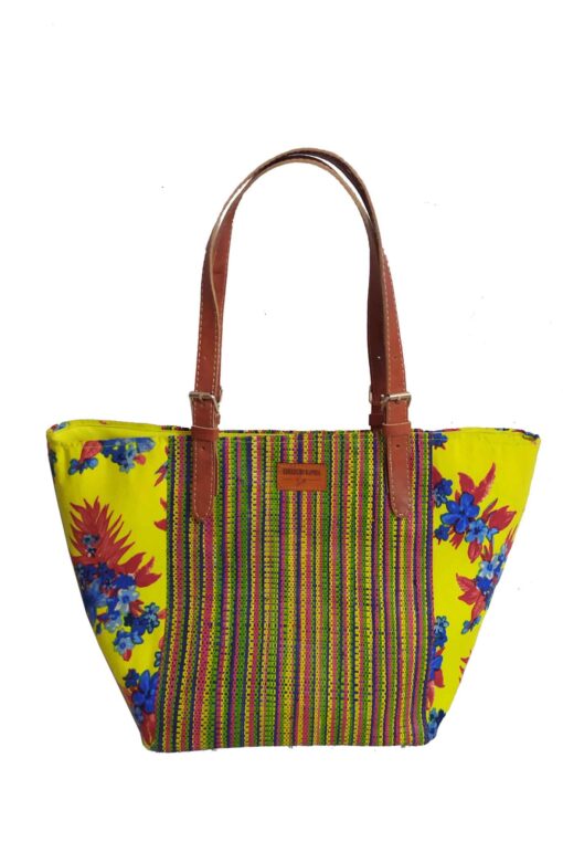 SAC RAPHIA  FLORAL SR-017 CR<B>  Moyen  modèle </B>