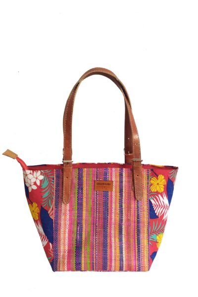 SAC RAPHIA  FLORAL SR-024 CR<B>  Petit  modèle </B><strong><span style="color: #ff0000;">RUPTURE DE STOCK </span></strong>