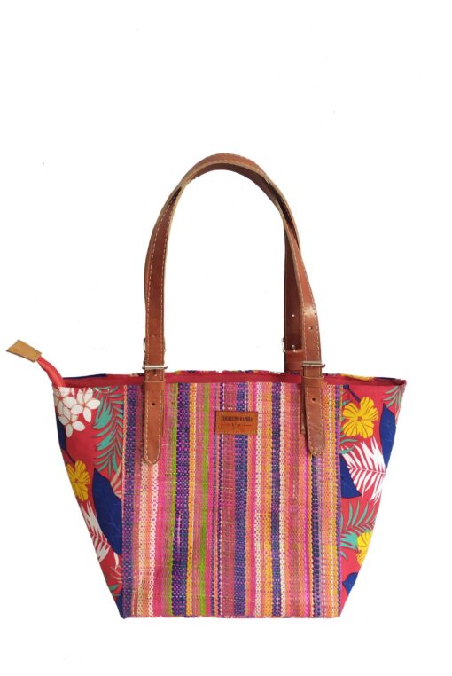 SAC RAPHIA  FLORAL SR-024 CR<B>  Petit  modèle </B><strong><span style="color: #ff0000;">RUPTURE DE STOCK </span></strong>