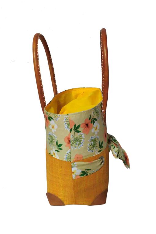 CABAS RAPHIA et TISSU JOANE CRT-017 JN<B>  Petit modèle </B></B><strong><span style="color: #ff0000;">RUPTURE DE STOCK </span></strong> – Image 2