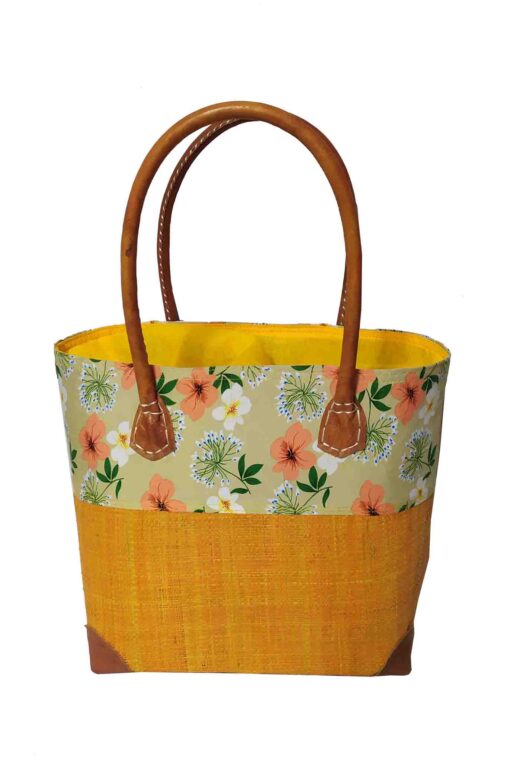 CABAS RAPHIA et TISSU JOANE CRT-017 JN<B>  Petit modèle </B></B><strong><span style="color: #ff0000;">RUPTURE DE STOCK </span></strong> – Image 3