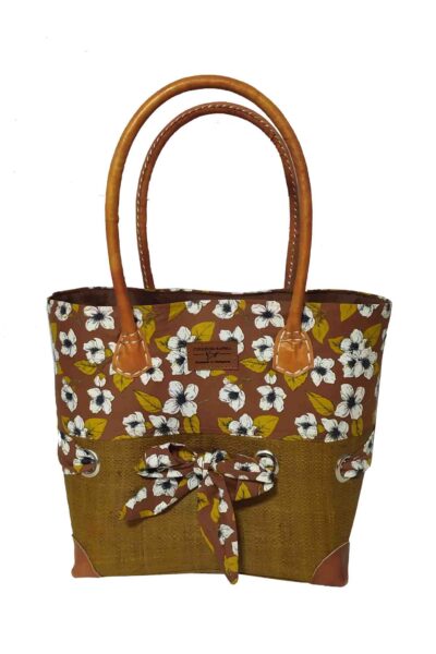 CABAS RAPHIA et TISSU BAIANA CRT-005 TB <B>  Petit modèle </B></B><strong><span style="color: #ff0000;">RUPTURE DE STOCK </span></strong>