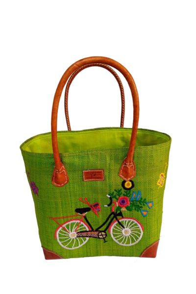 CABAS RAPHIA bicyclette 008RB-VR<B> Grand modèle   </B>