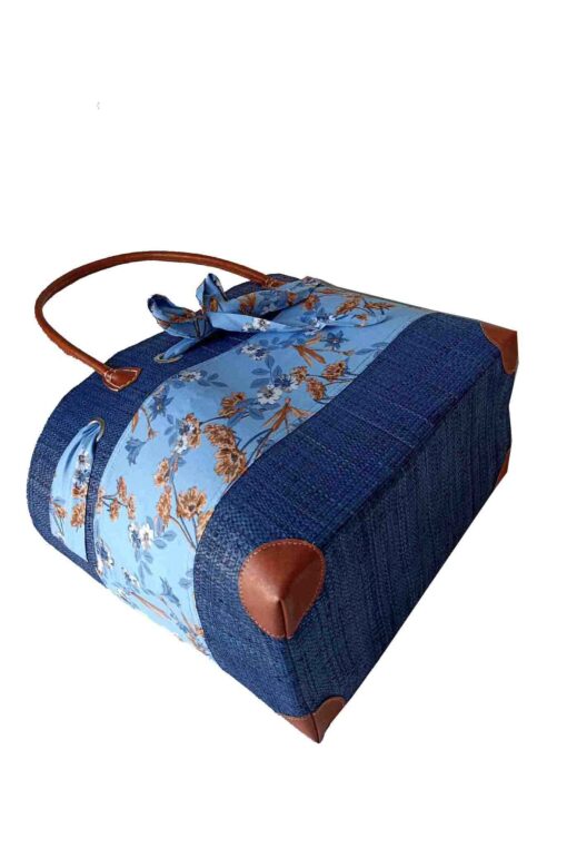 CABAS RAPHIA et TISSU ARNEL CRT-005 NR<B> Grand modèle </B> – Image 2
