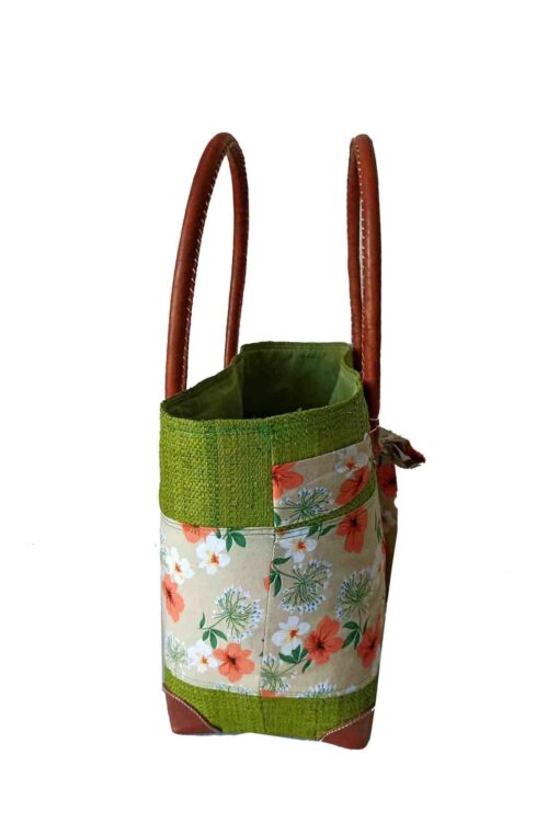 CABAS RAPHIA et TISSU NIRY CRT-001 VT <B>   Grand modèle </B> – Image 2
